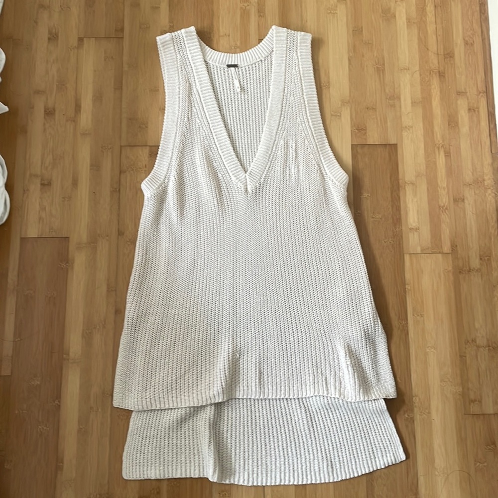 Free People - Cotton knit sleeveless vest, size XS, oversized